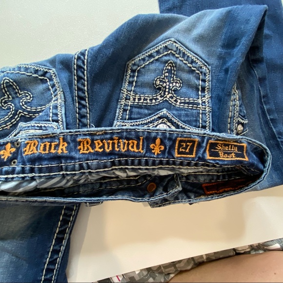 Rock Revival Shelly Boot Western Distressed Jeans - Picture 9 of 16